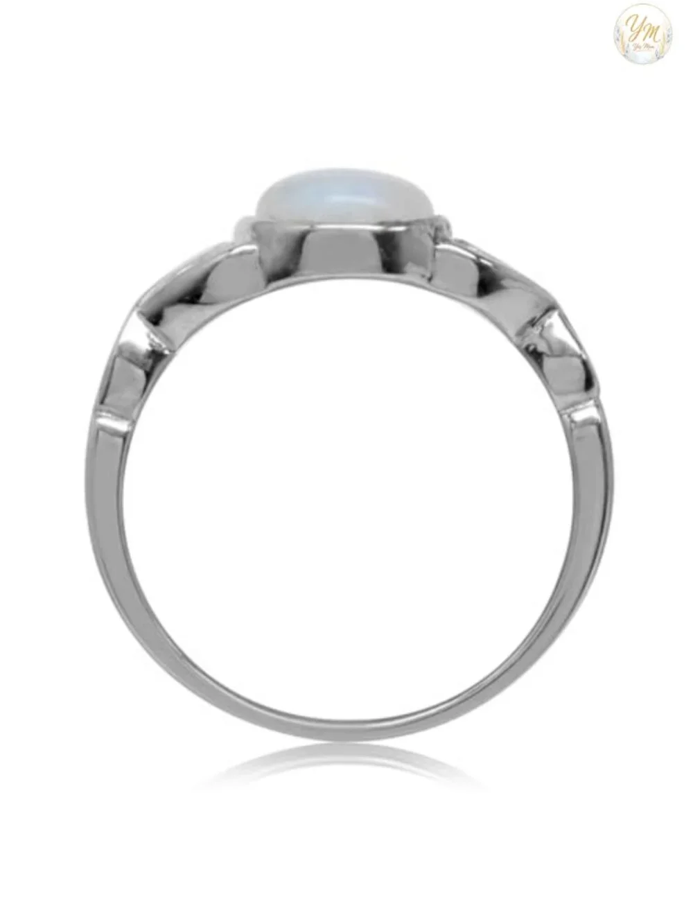 Vintage Victorian Solitaire Ring Genuine Moonstone 7mm White Gold Plated